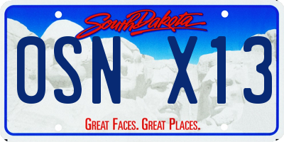 SD license plate 0SNX13