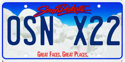 SD license plate 0SNX22
