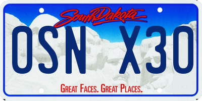 SD license plate 0SNX30
