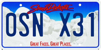 SD license plate 0SNX31