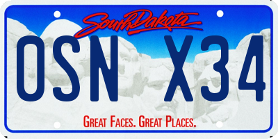 SD license plate 0SNX34