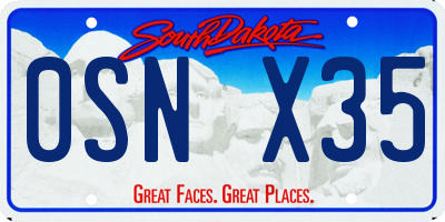 SD license plate 0SNX35