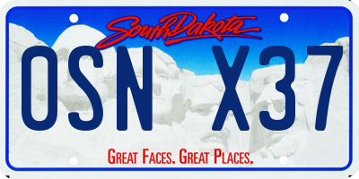 SD license plate 0SNX37