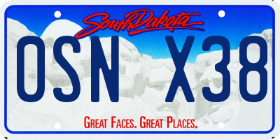 SD license plate 0SNX38