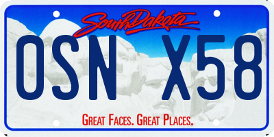 SD license plate 0SNX58