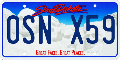 SD license plate 0SNX59