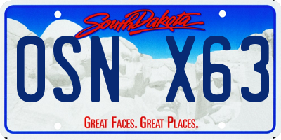 SD license plate 0SNX63