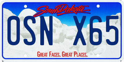 SD license plate 0SNX65
