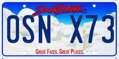 SD license plate 0SNX73