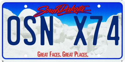SD license plate 0SNX74