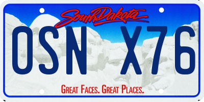 SD license plate 0SNX76