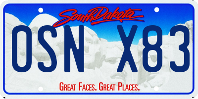 SD license plate 0SNX83
