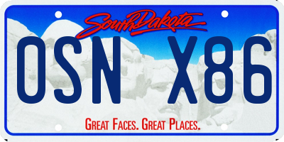 SD license plate 0SNX86