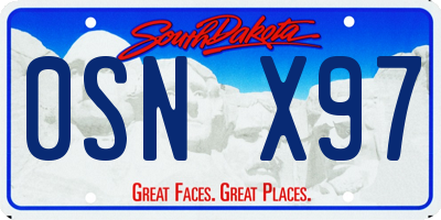 SD license plate 0SNX97