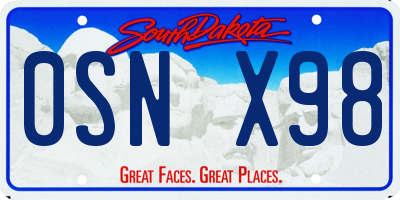 SD license plate 0SNX98