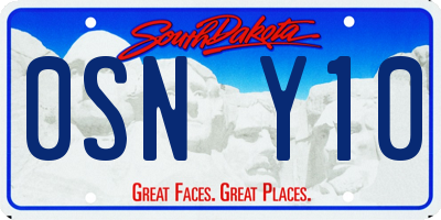 SD license plate 0SNY10