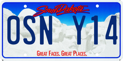SD license plate 0SNY14