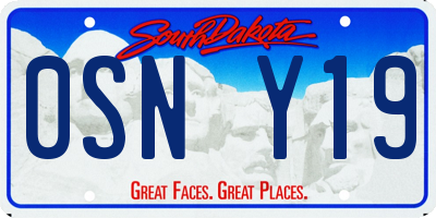 SD license plate 0SNY19