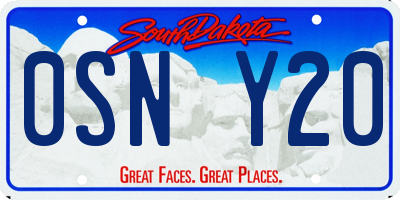 SD license plate 0SNY20