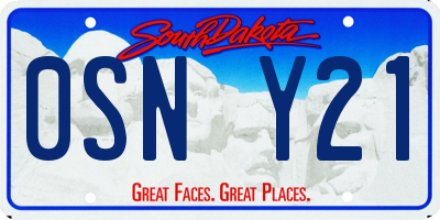 SD license plate 0SNY21