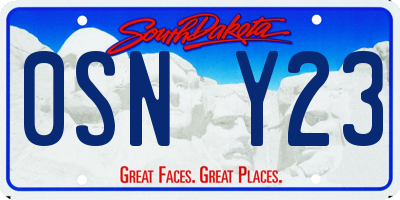 SD license plate 0SNY23
