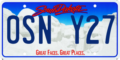 SD license plate 0SNY27