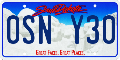 SD license plate 0SNY30
