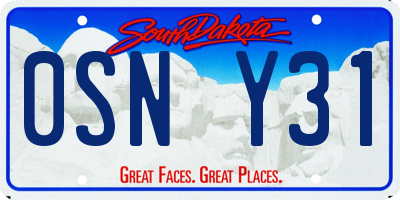 SD license plate 0SNY31