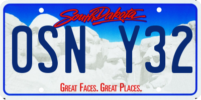 SD license plate 0SNY32
