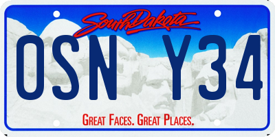 SD license plate 0SNY34