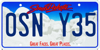 SD license plate 0SNY35
