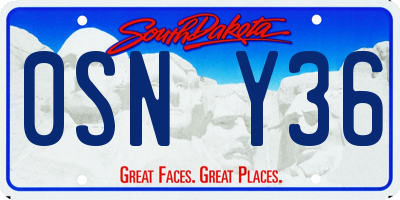 SD license plate 0SNY36