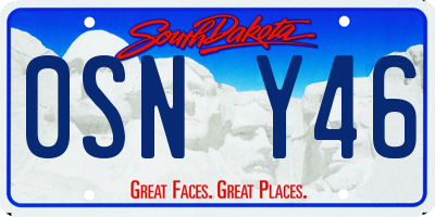 SD license plate 0SNY46