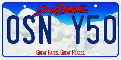 SD license plate 0SNY50