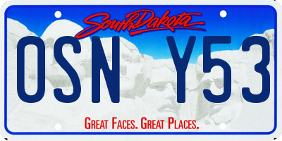 SD license plate 0SNY53