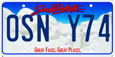 SD license plate 0SNY74