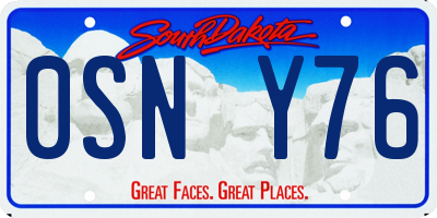 SD license plate 0SNY76
