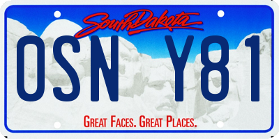 SD license plate 0SNY81