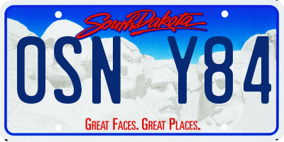 SD license plate 0SNY84