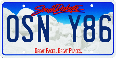 SD license plate 0SNY86