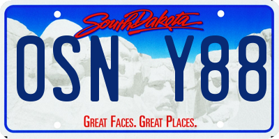 SD license plate 0SNY88