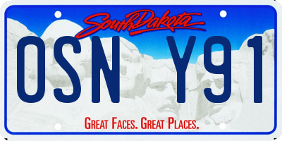 SD license plate 0SNY91