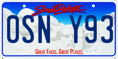 SD license plate 0SNY93