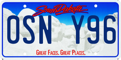 SD license plate 0SNY96