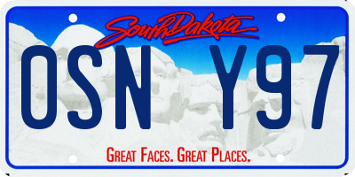 SD license plate 0SNY97