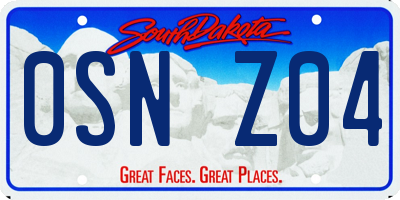 SD license plate 0SNZ04