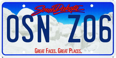 SD license plate 0SNZ06