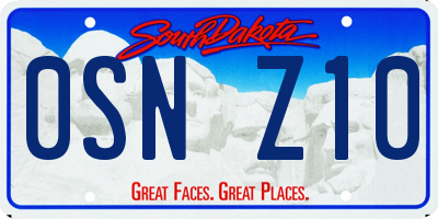 SD license plate 0SNZ10
