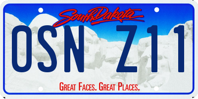 SD license plate 0SNZ11