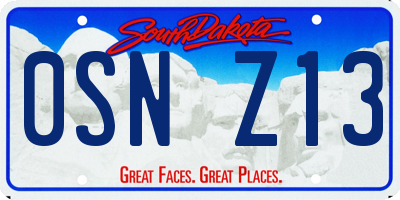SD license plate 0SNZ13